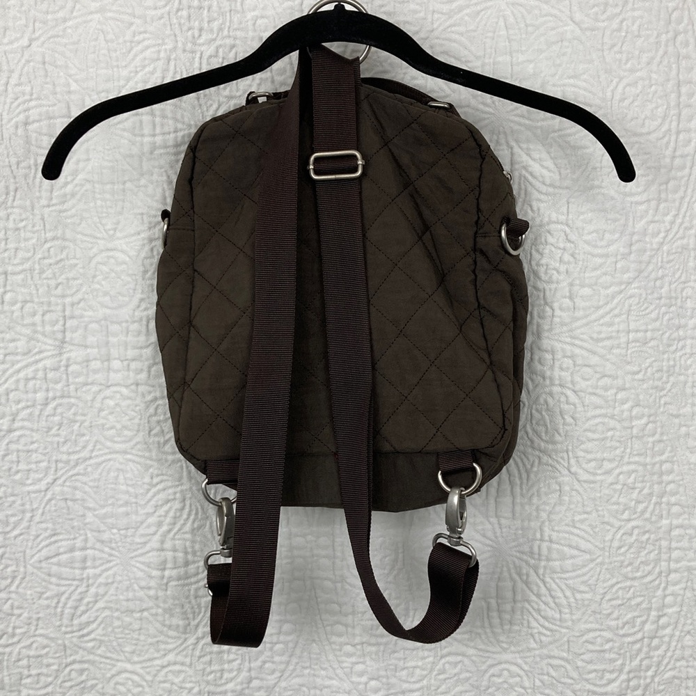 Baggallini Explorer Dark Brown Quilted Women’s Backpack Convertible View 3